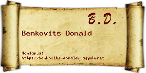Benkovits Donald névjegykártya